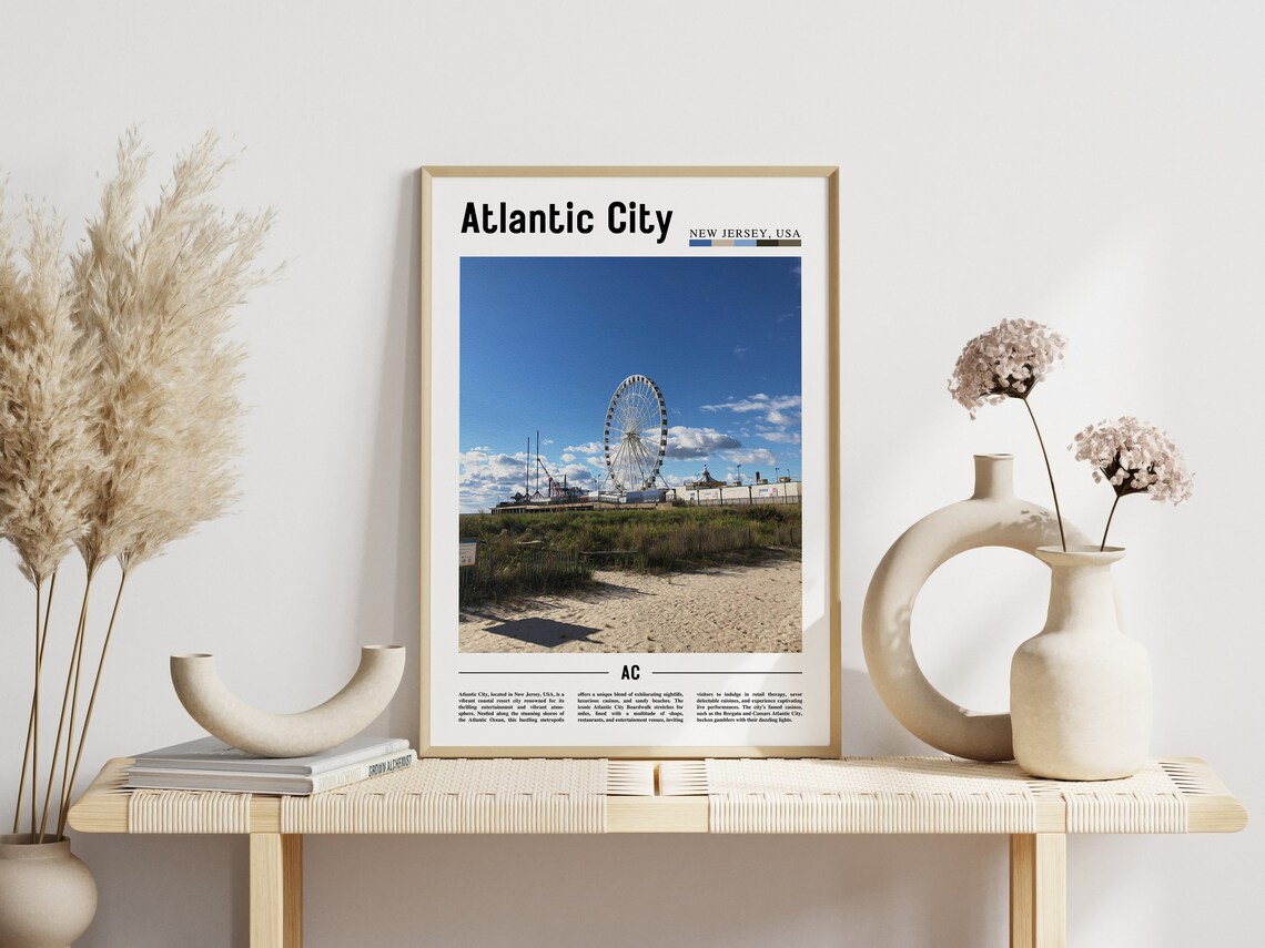 Atlantic City New Jersey Boardwalk Ferris Wheel Travel Poster - Image 3