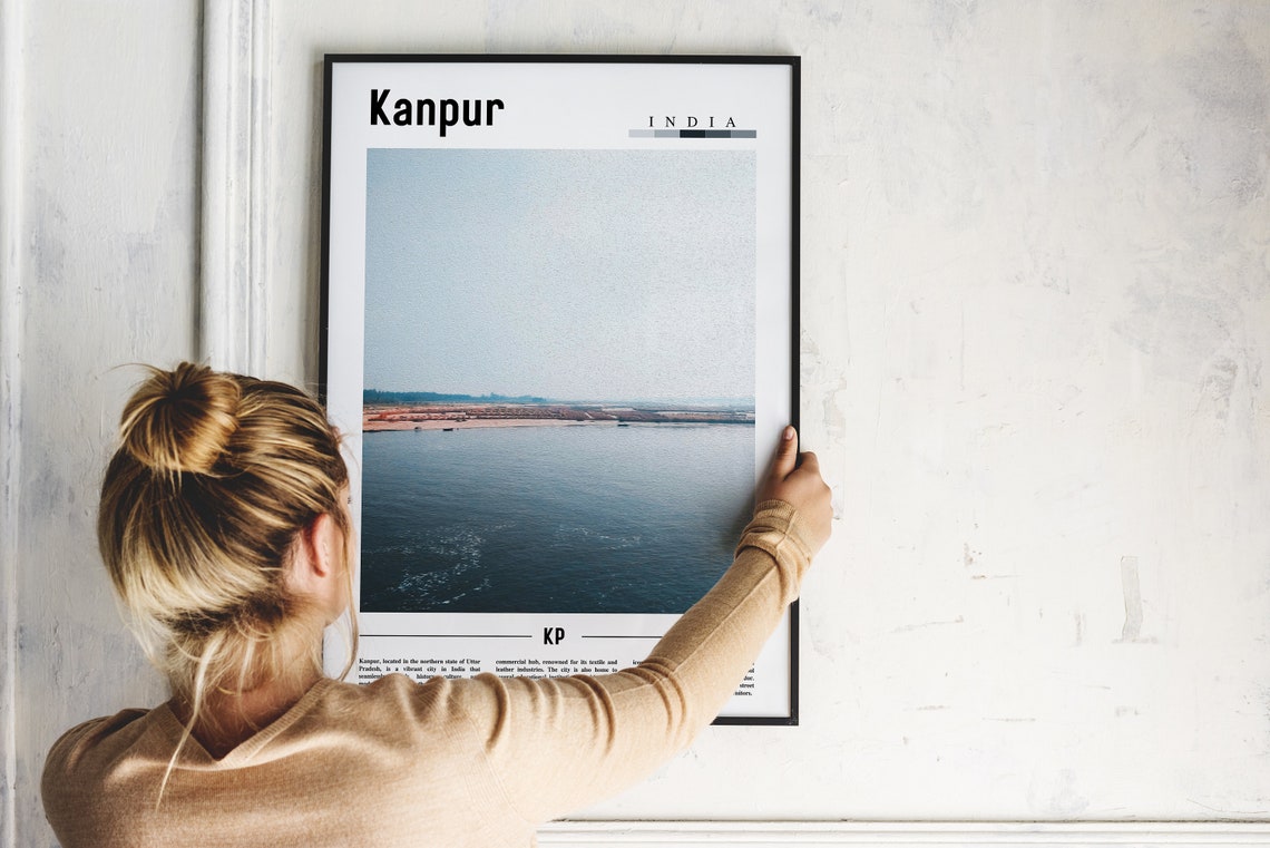 Kanpur India Riverfront Scene Minimal Travel Photography Poster - Image 2