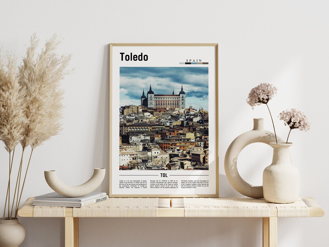 Toledo Spain Hilltop Old Town Alcazar Castle Color Travel Poster - Image 3
