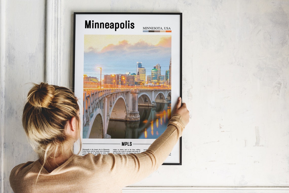 Minneapolis Print Minneapolis Poster Minneapolis Wall Art Oil Painting Poster City Print City Artwork Travel Artwork Travel Wall Art - Image 2