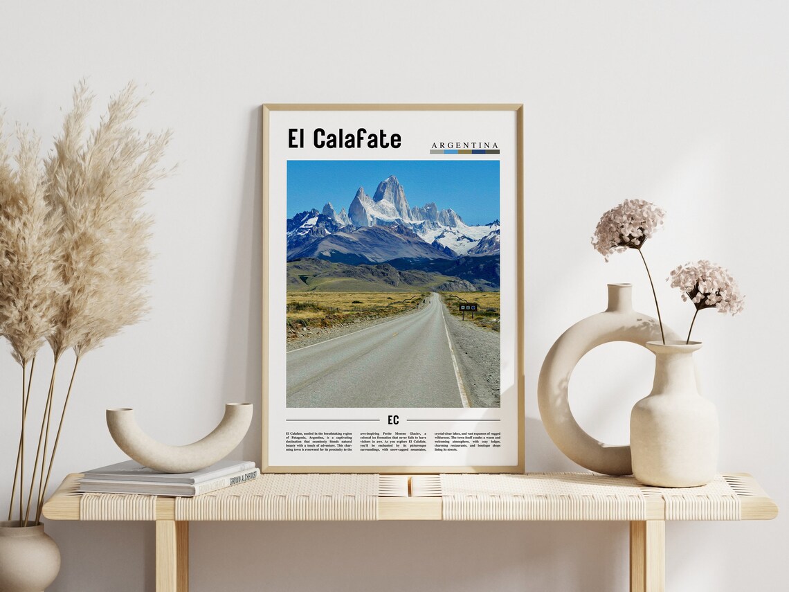 El Calafate Argentina Road to Snowcapped Peaks Patagonia Travel Poster - Image 3
