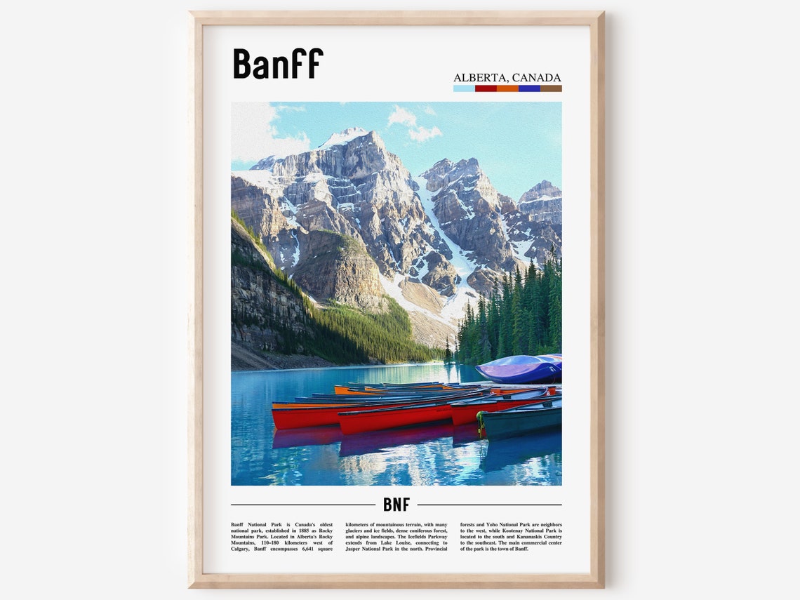 Banff Poster Banff Print Banff Wall Art Minimal Travel Print Minimal City Poster Travel Destination Oil Painting Poster