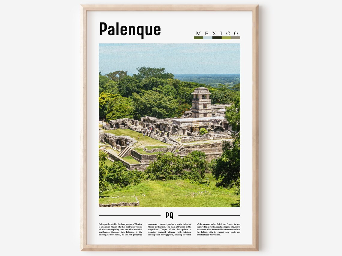Palenque Mexico Mayan Jungle Ruins Photography Travel Poster