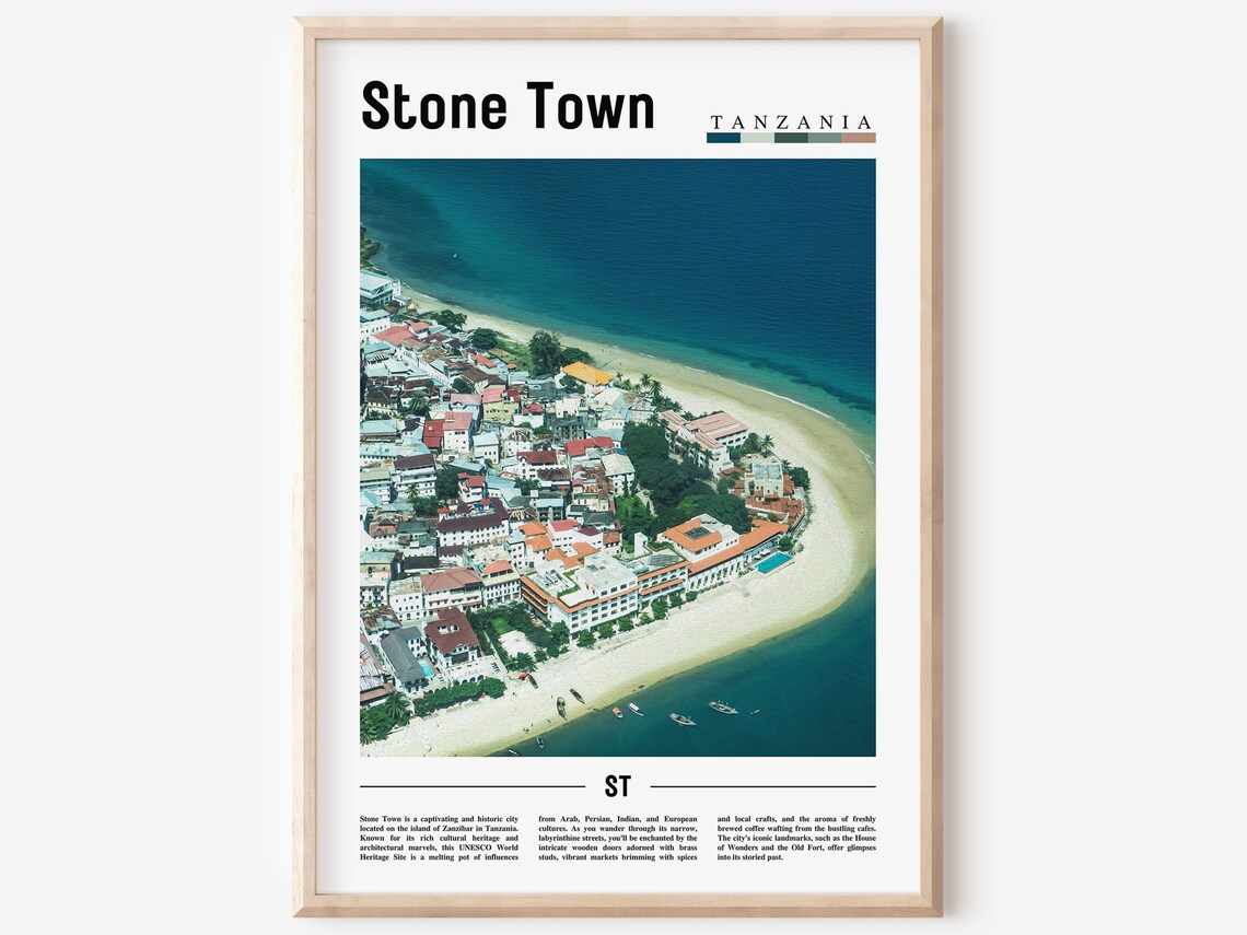 Stone Town Zanzibar Tanzania Aerial Coastal Historic Town Poster
