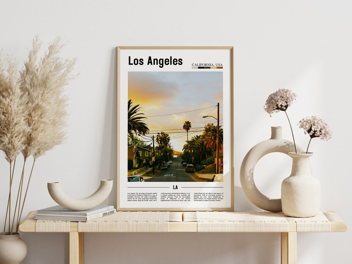 Los Angeles California Palm Tree Street Sunset Travel Poster - Image 3