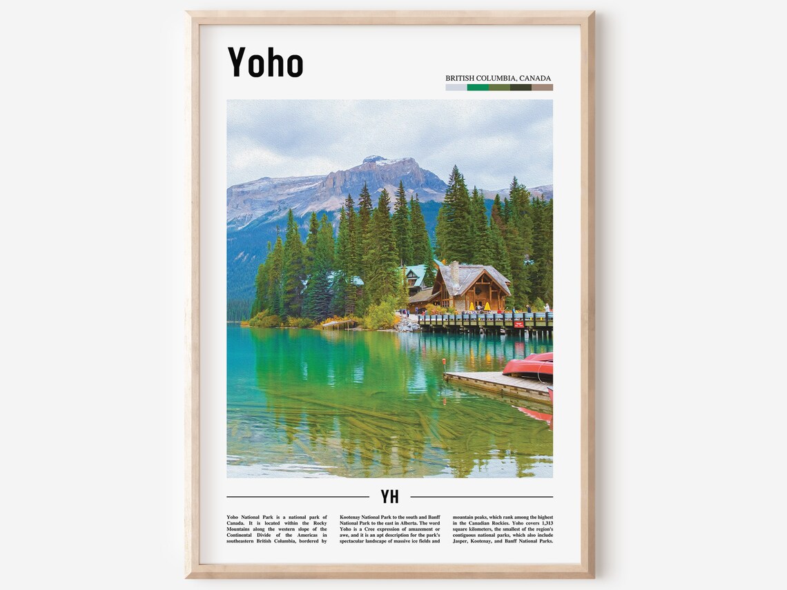 Yoho British Columbia Turquoise Lake Lodge Mountain Travel Poster