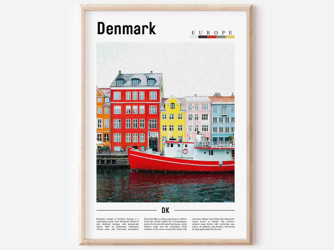Denmark Nyhavn Harbor Colorful Houses Europe Travel Photo Poster