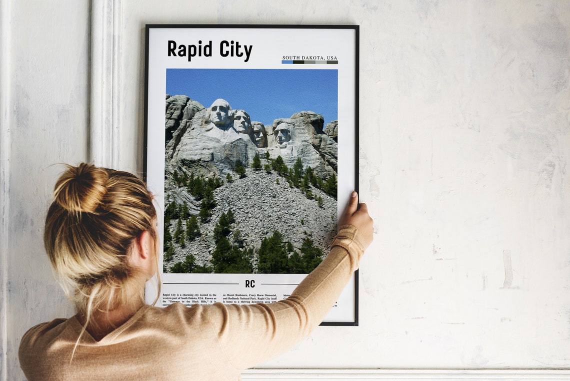 Rapid City Poster Rapid City Print Rapid City Wall Art United States Photo United States Poster United States Print Travel Poster - Image 2