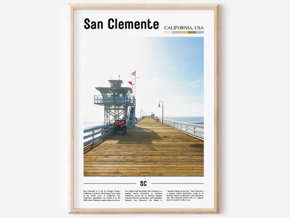 San Clemente California Pier Lifeguard Tower Beach Travel Poster
