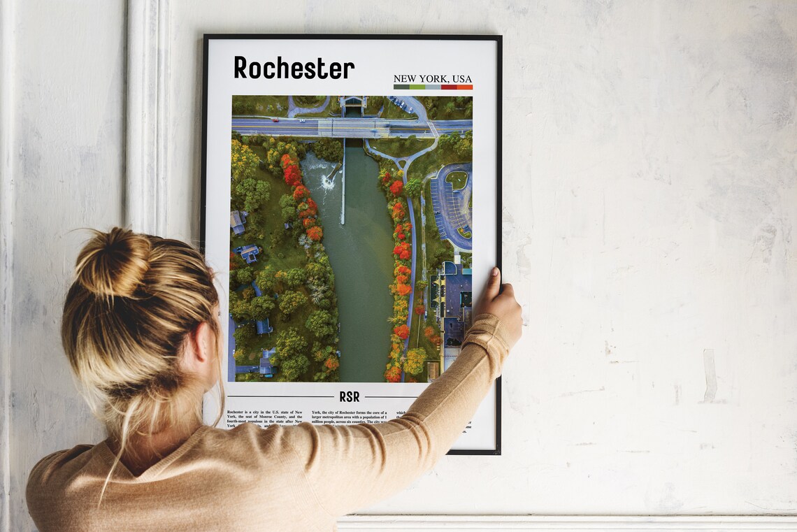 Rochester New York Aerial River Fall Foliage Scenic Photo Poster - Image 2