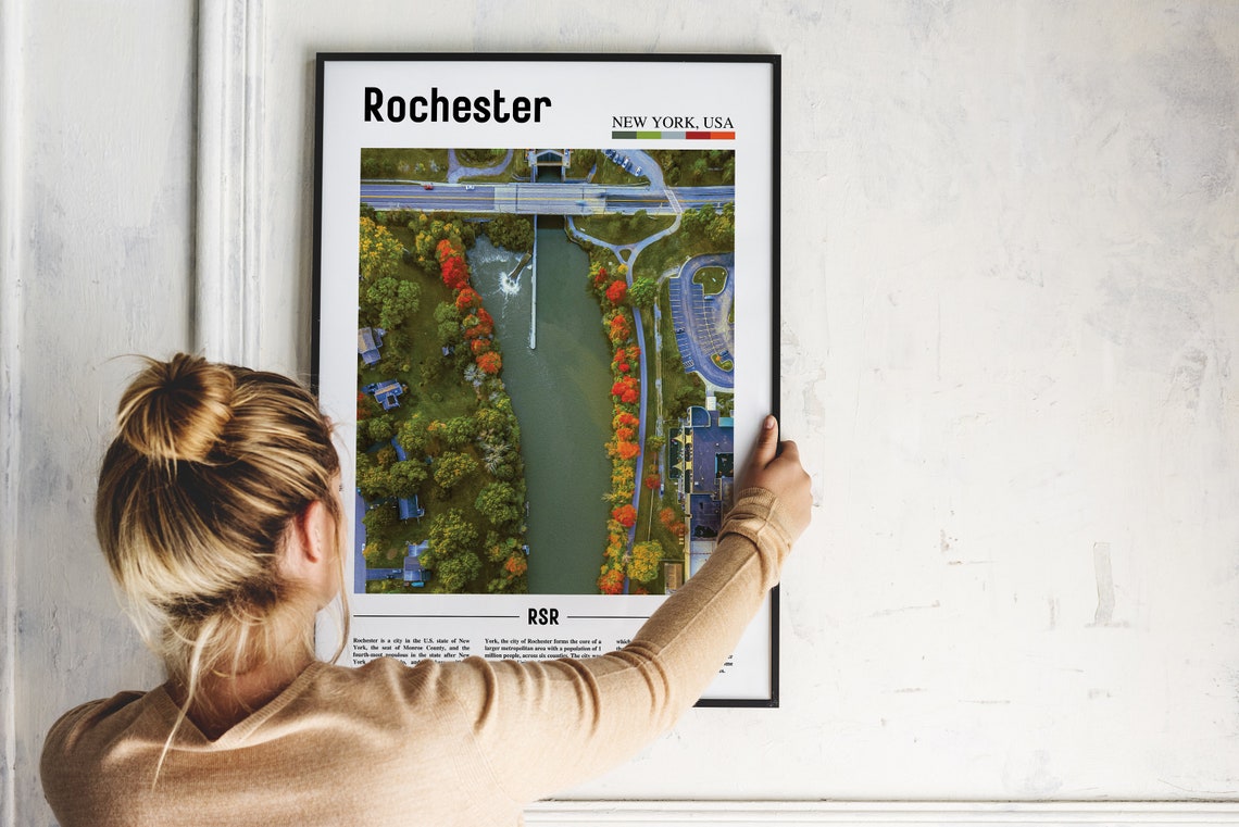 Rochester Print Rochester Poster Rochester Wall Art Oil Painting Poster Colorful City Print City Artwork Travel Artwork Travel Wall Art - Image 2