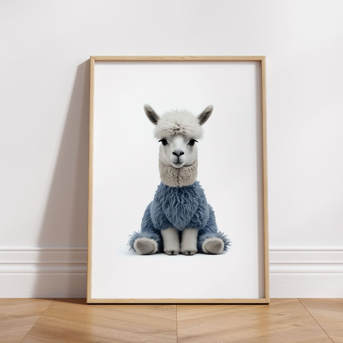Adorable Fluffy Baby Llama Sitting Sweet Nursery Animal Poster