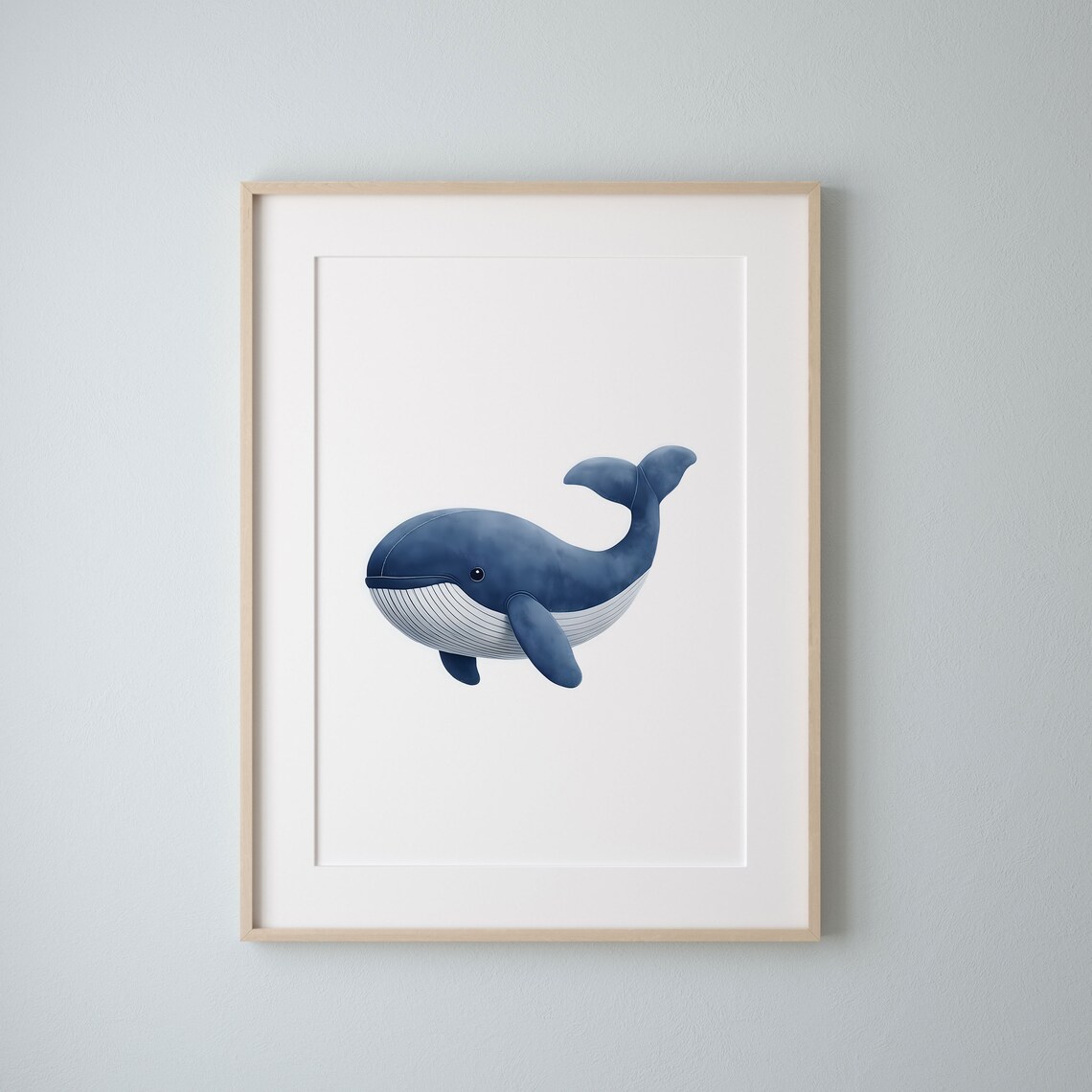 Adorable Blue Whale Watercolor Swimming Sweet Nursery Animal Poster - Image 3