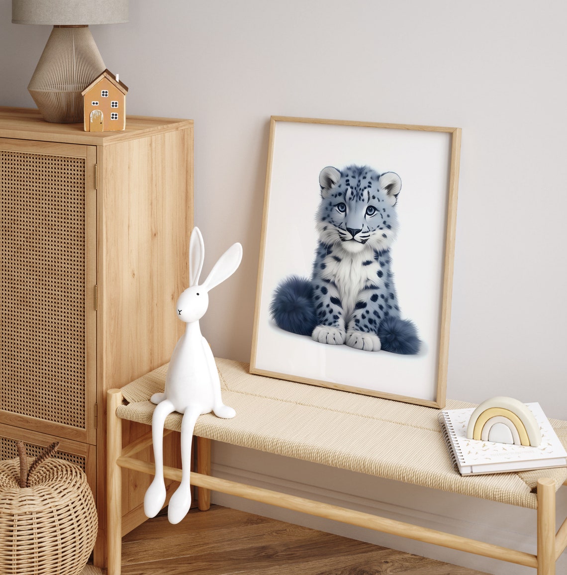 Adorable Fluffy Snow Leopard Cub Sweet Nursery Animal Poster - Image 5