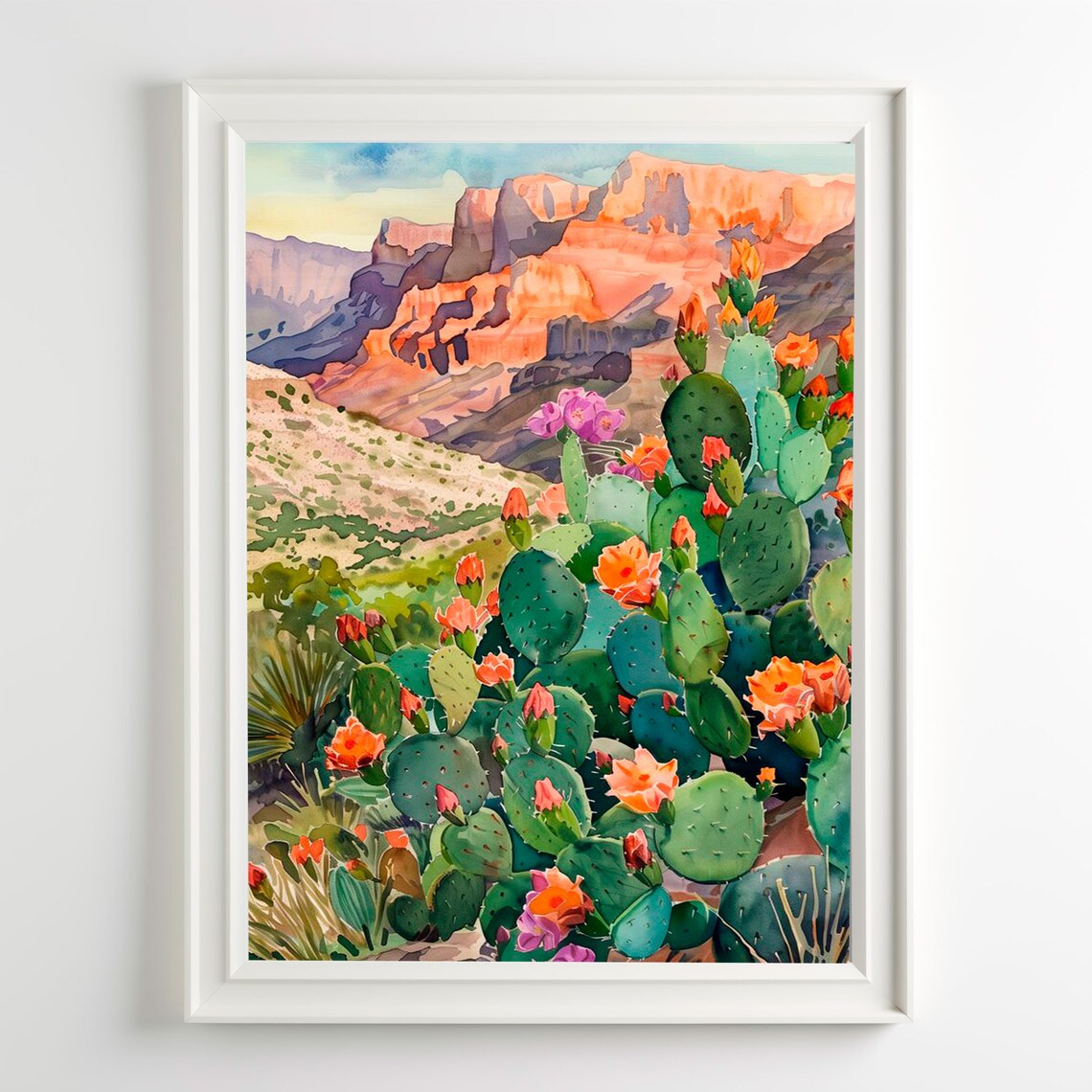 Big Bend National Park Cactus Watercolor Art Print