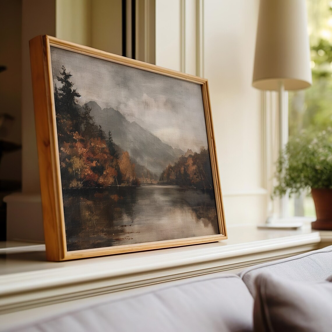 Autumn Misty Mountains Foggy Lake Fall Foliage Vintage Wall Poster - Image 3