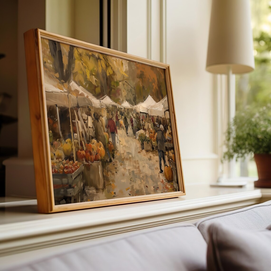Fall Farmers Market Painting, Autumn Wall Art - Image 3