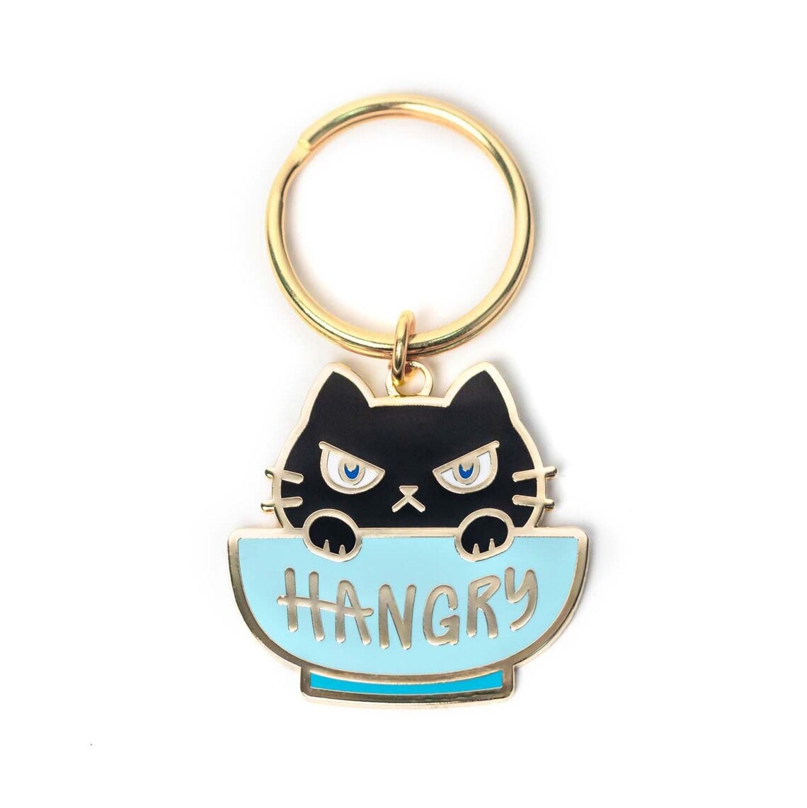 Hangry Cat Enamel Charm, Cute Keyring Gift