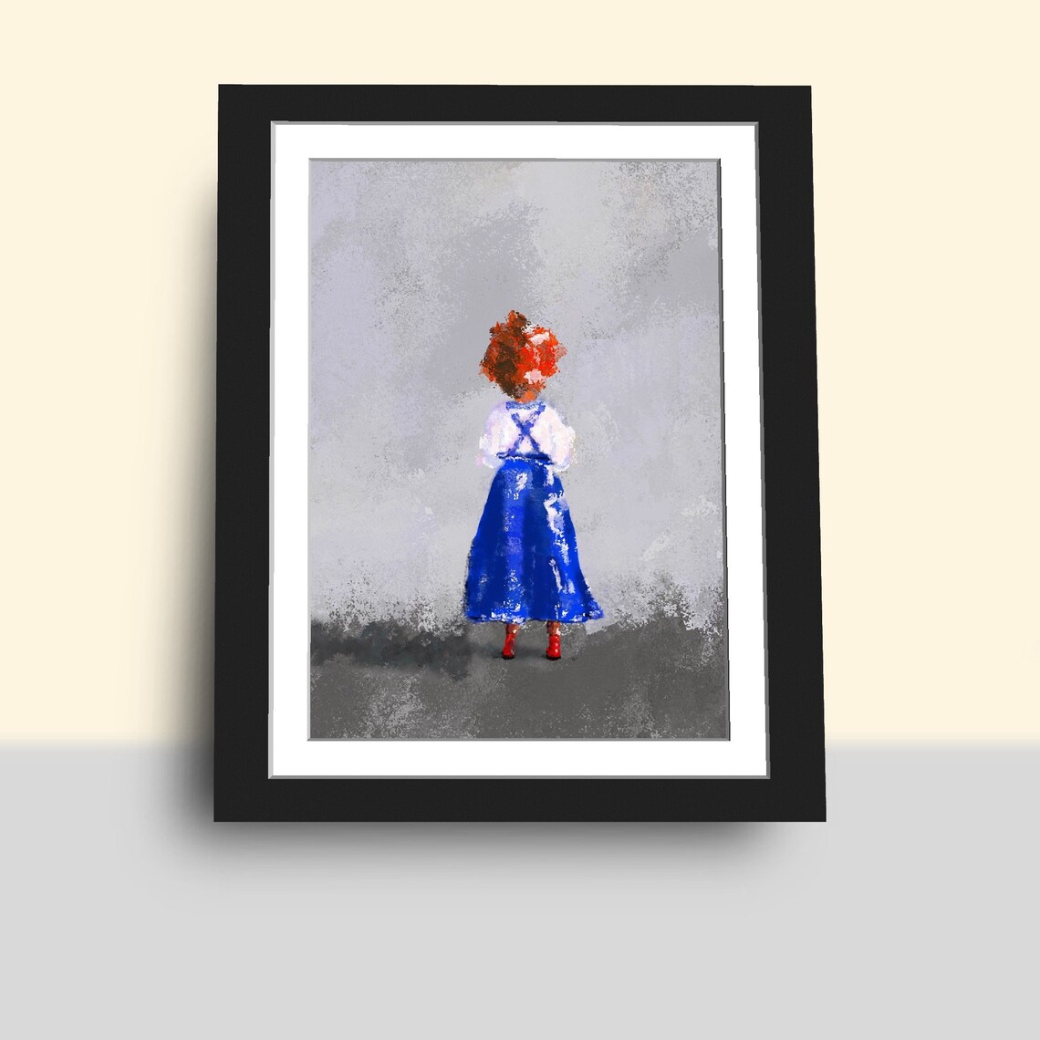 Girl In Red Boots And Blue Dress From Behind Impressionist Poster - Image 2