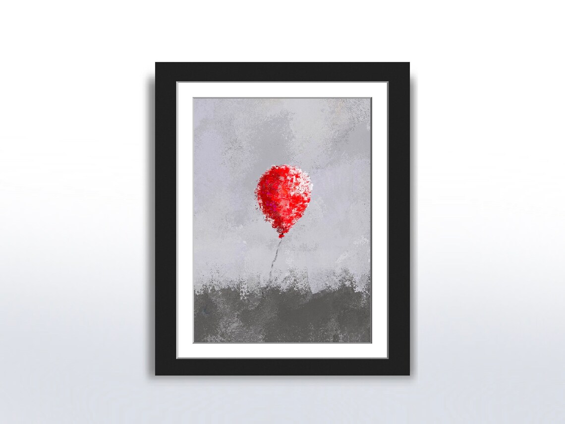 Red Balloon Alone, Impressionistic Painting
