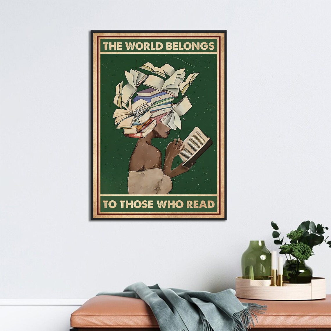 Black Girl Reading Book Art The Word Belongs To Those Who Read Poster Gift For Bookish Girl Love Reading Book Reading Room Girl Decor - Image 3