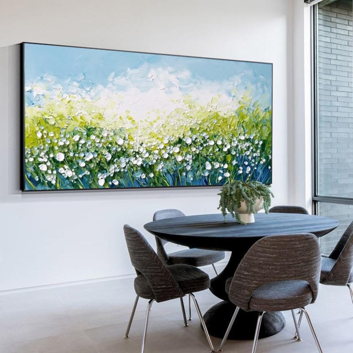 White Baby Breath Flower Field in a Spring Meadow Art Poster - Image 6