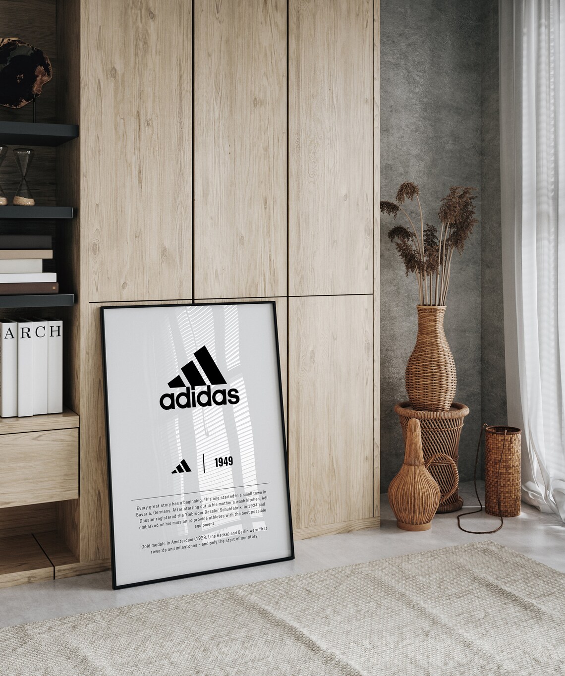 Adidas 1949 Brand Story Minimalist Logo History Streetwear Wall Art - Image 3
