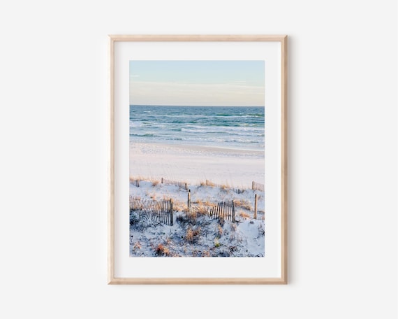 Seagrove Beach Dune Fence Golden Hour Soft Photography Print