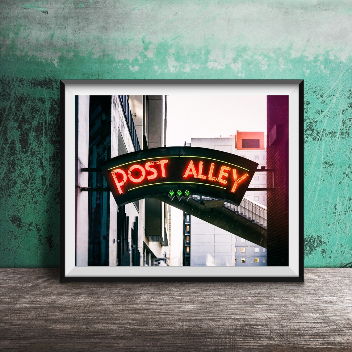 Post Alley Neon Sign Seattle Pike Place Market Urban Night Poster