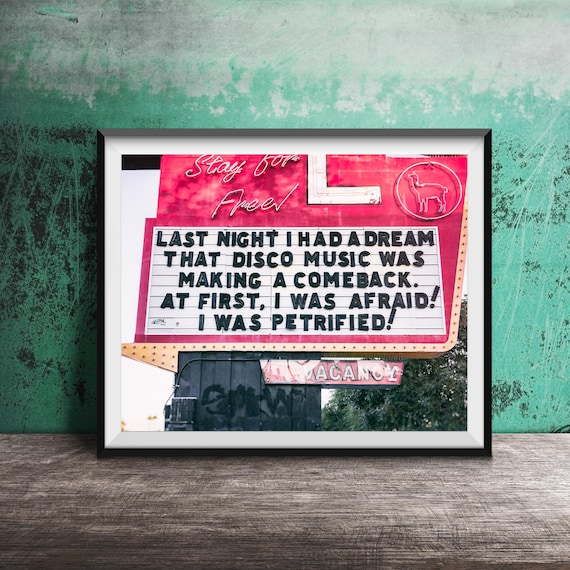 Disco Music Comeback Funny Marquee Quote Retro Photography Poster