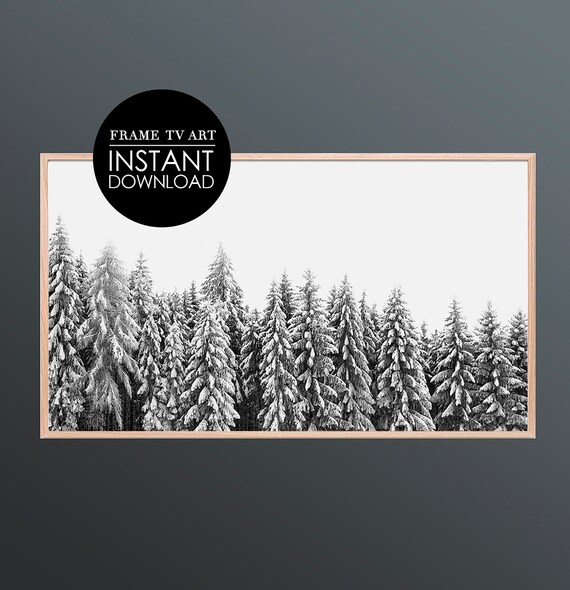 Black and White Snowy Pine Forest Winter Landscape Photo Poster