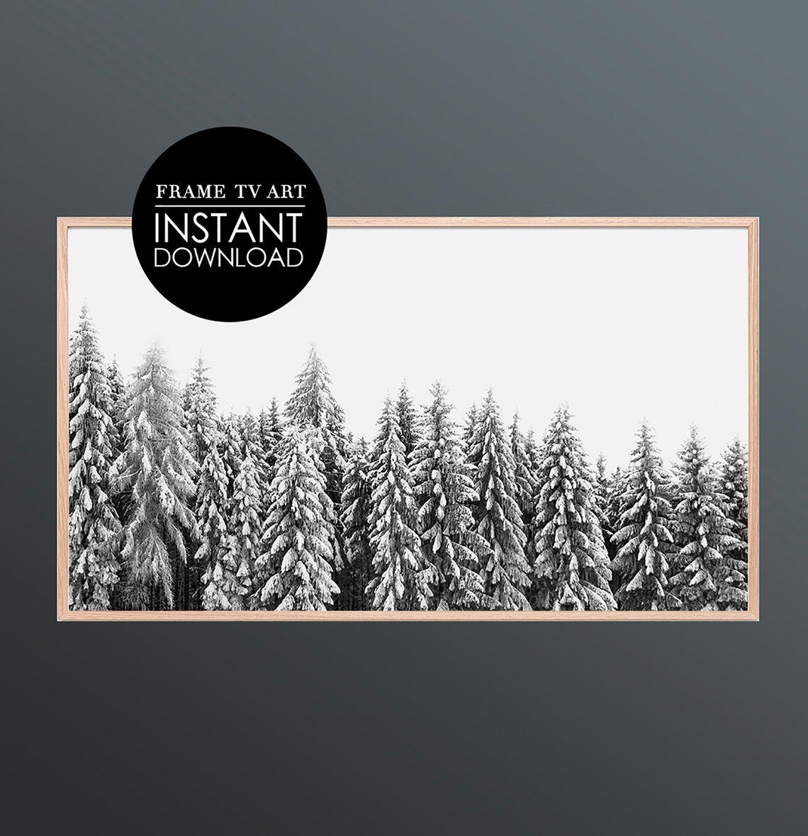 Black and White Snowy Pine Forest Winter Landscape Photo Poster