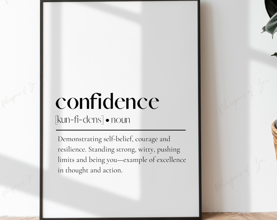Confidence Dictionary Definition Inspirational Affirmation Quote Poster