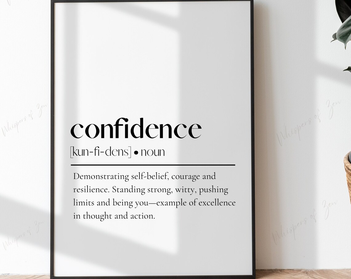 Confidence Wall Art Poster Inspirational Positive Affirmations Definition Print Mental Health