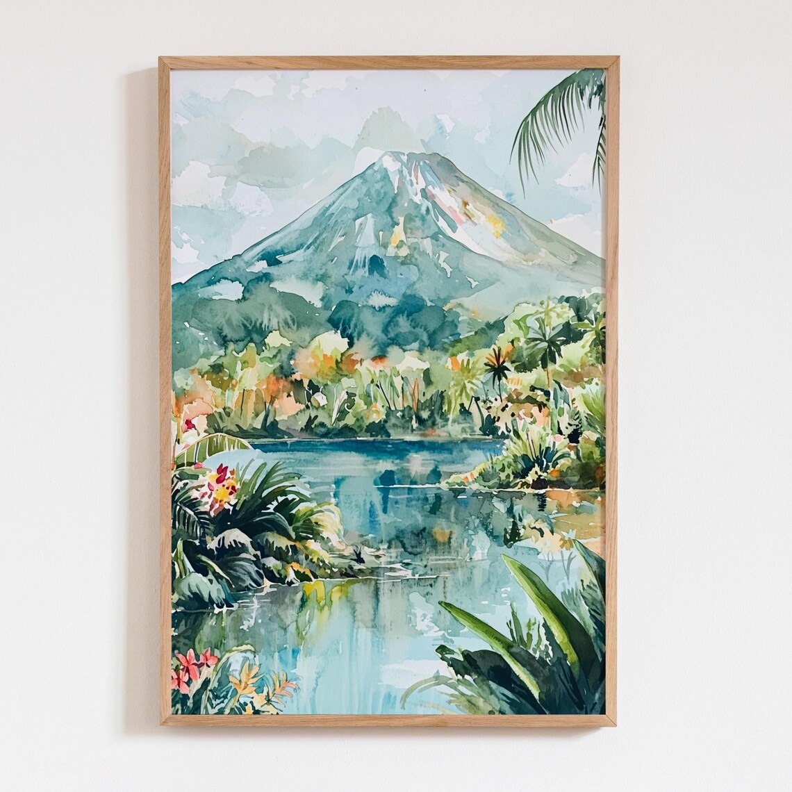 Costa Rica Arenal Watercolor Volcano Travel Poster