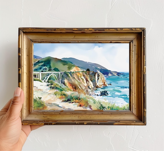Big Sur Bixby Bridge Watercolor Travel Poster