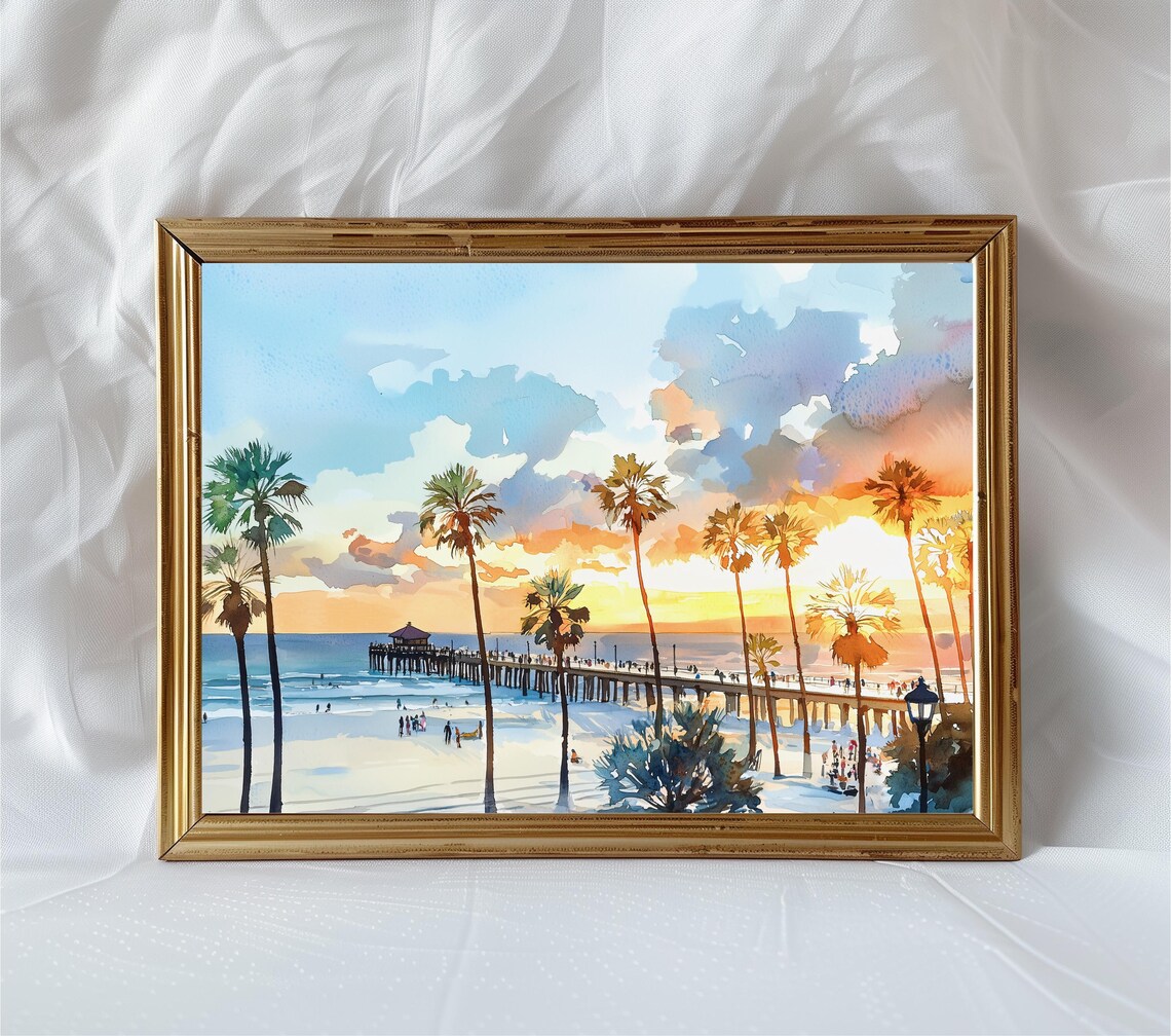 Los Angeles Manhattan Beach Watercolor Art Print
