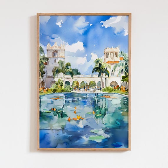Balboa Park Watercolor Art Print, San Diego Landmark