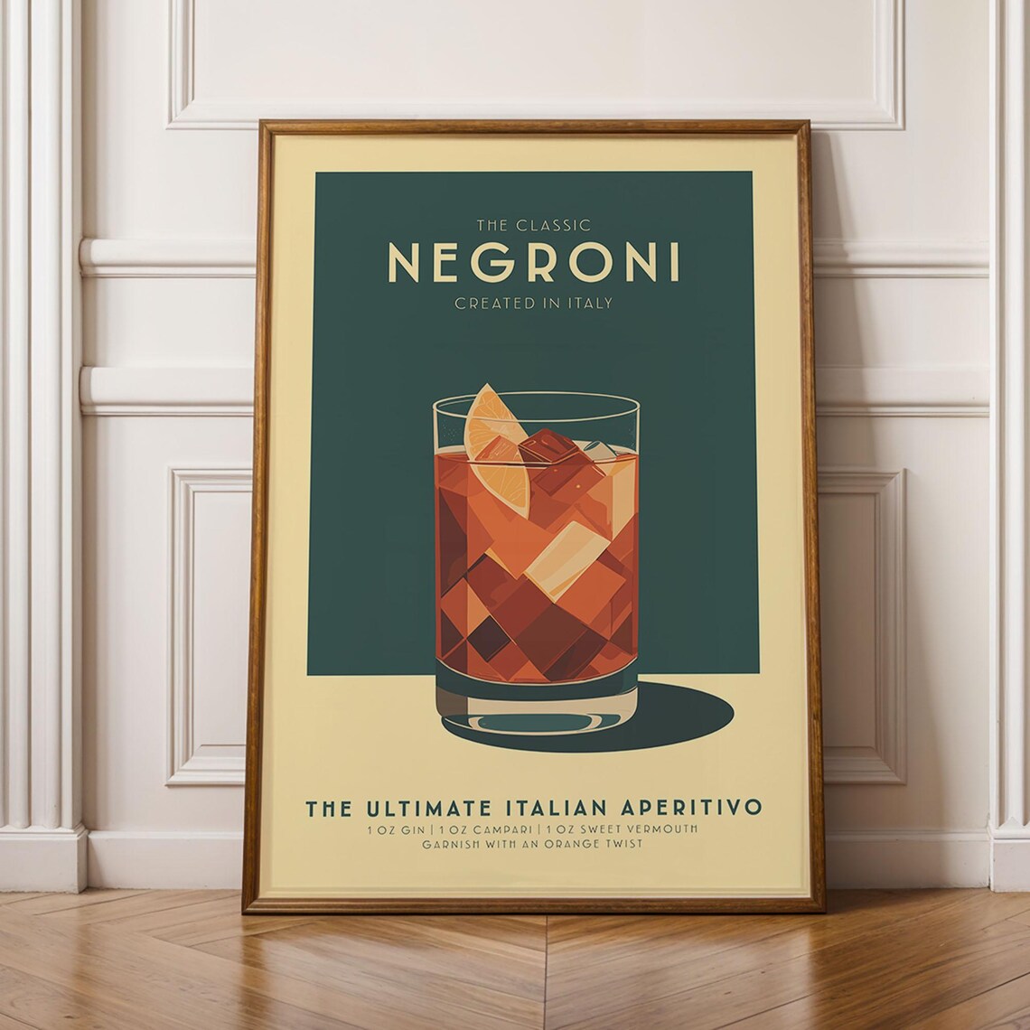 Negroni Cocktail Retro Bar Art Print Poster