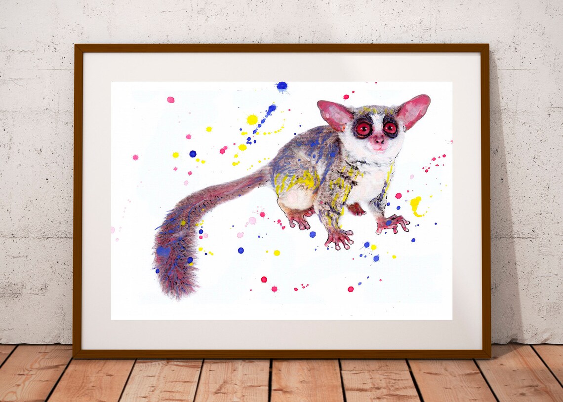 Bush Baby Watercolor Print, Galago Nursery Decor