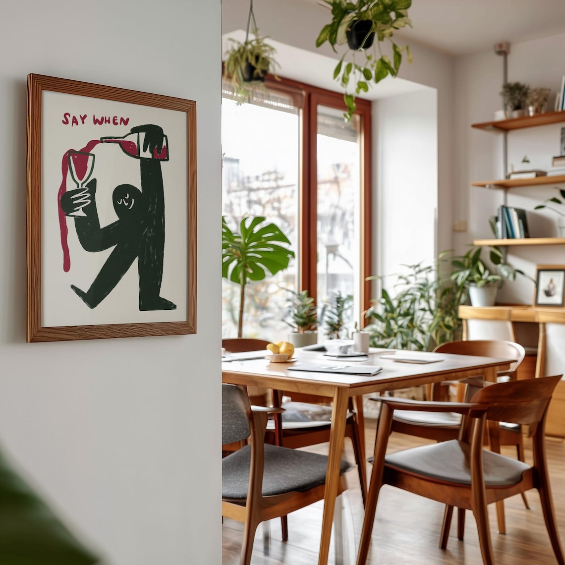 Funny Wine Wall Art Kitchen Bar Decor Say When Print Cart Poster - Image 4