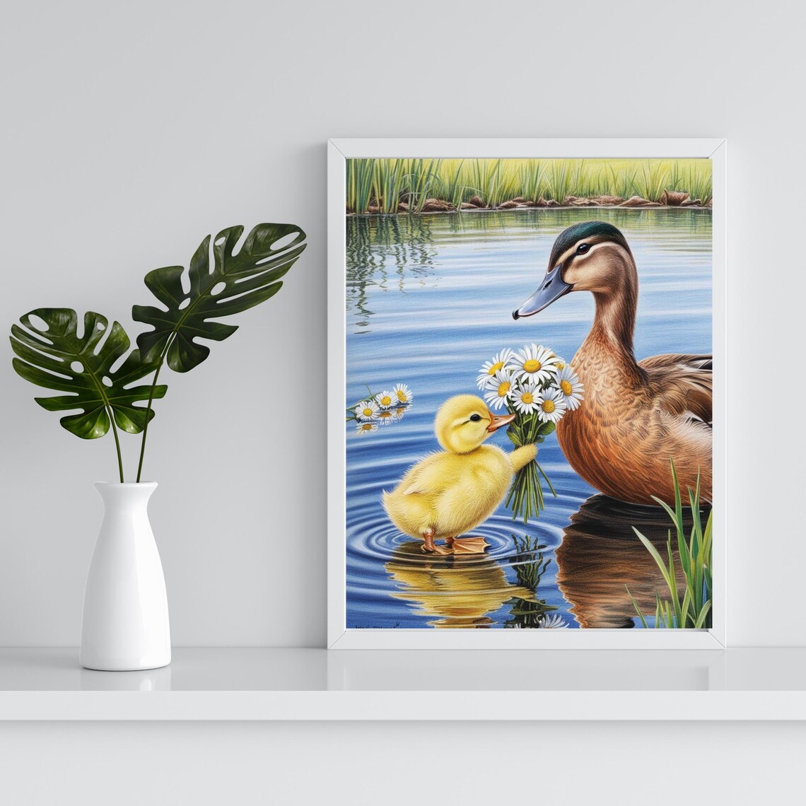 Mother's Day Duck, Cute Duckling With Daisies - Image 3