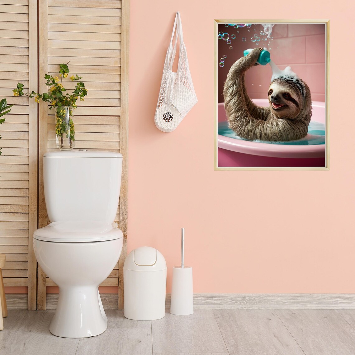 Cute Sloth Bathroom Decor, Funny Animal Art Print - Image 4