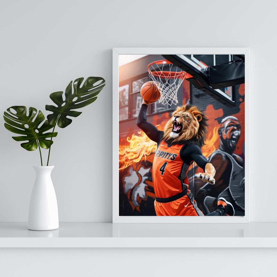 Basketball Playoff Lion Art Print Sports Season Wall Decor Basketball Poster Instant Gift For Basketball Lovers - Image 2