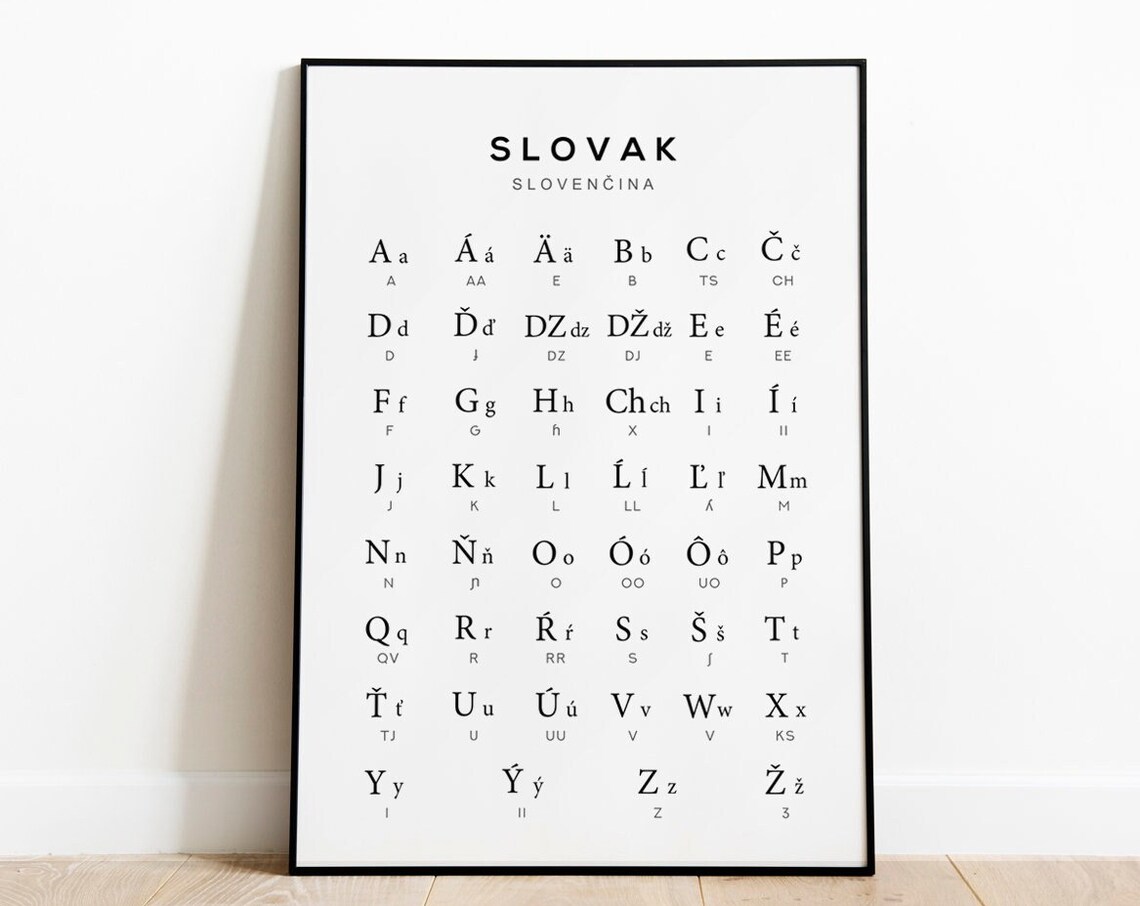 Slovak Alphabet Print, Educational Wall Art
