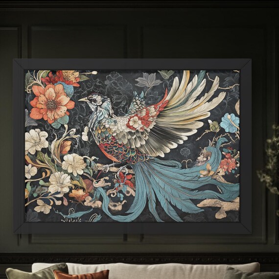 William Morris Inspired Vintage Botanical Birds Wall Art Floral Print Nature Decor Gift For Lover