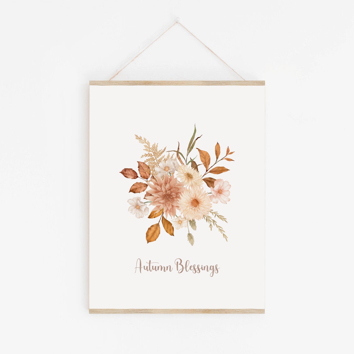 Autumn Blessings Warm Rust Floral Bouquet Thanksgiving Fall Wall Art - Image 4