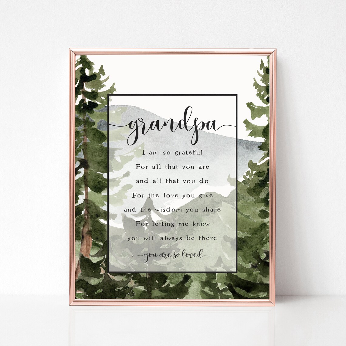 Grandpa Poem Forest Pines Mountain Grateful Keepsake Wall Art Print - Image 3