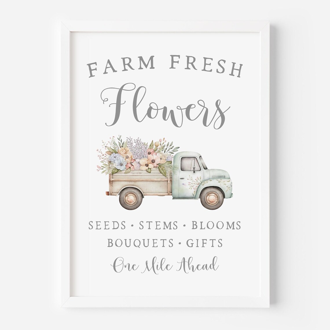 Farm Fresh Flowers Truck Sign, Nostalgic Spring Art Print - Image 3