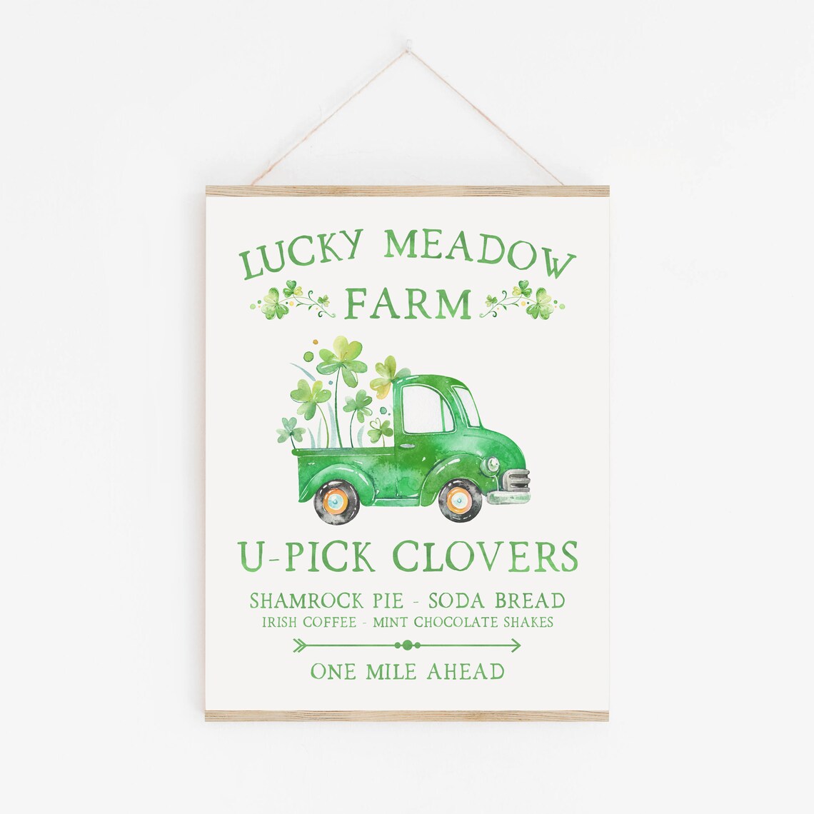 St Patricks Day Clover Truck Sign, Farmhouse Art Print - Image 2